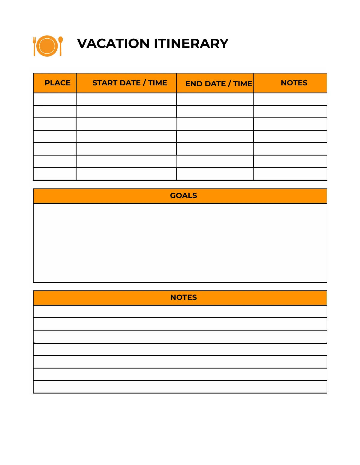 Free Vacation Menu Planner Template to Edit Online
