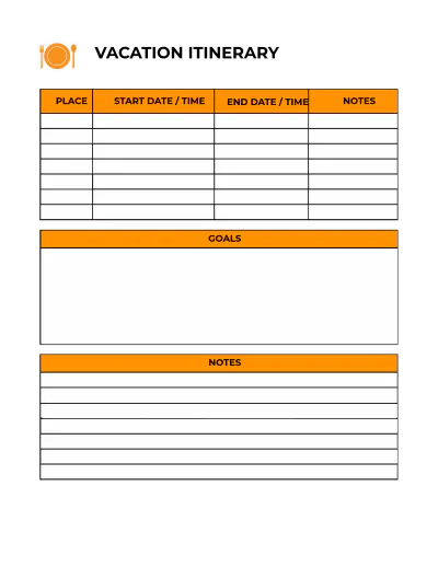 Free Vacation Menu Planner Template to Edit Online