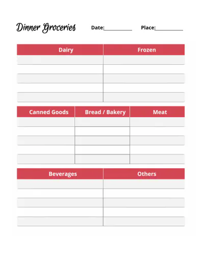 Free Dinner Menu Planner Template to Edit Online
