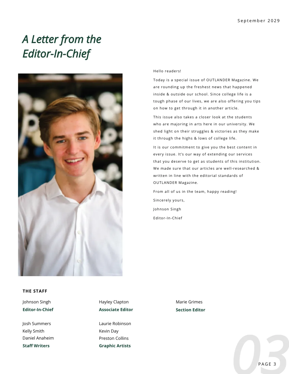 Free Minimal College Magazine Template to Edit Online