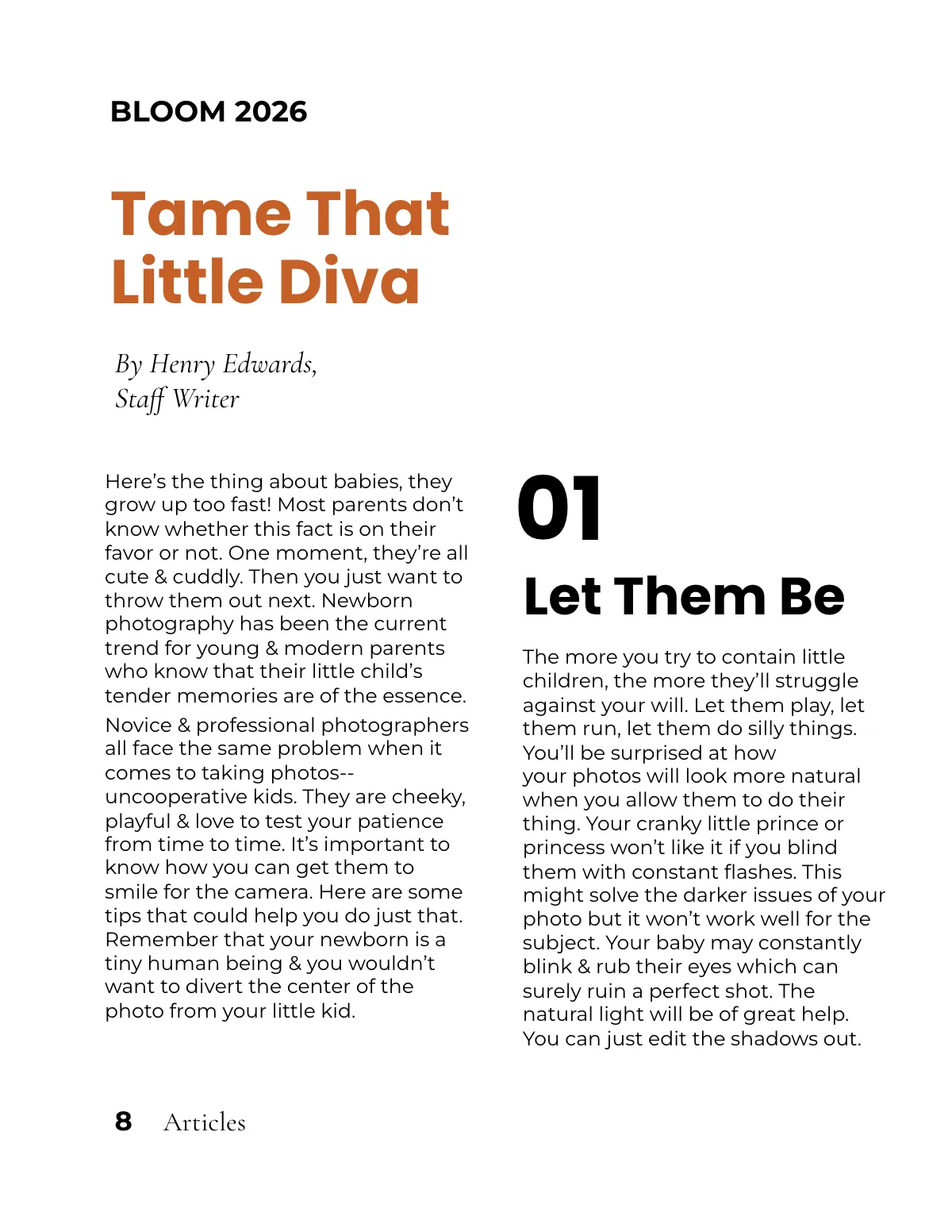 Free Newborn Photography Magazine Template to Edit Online