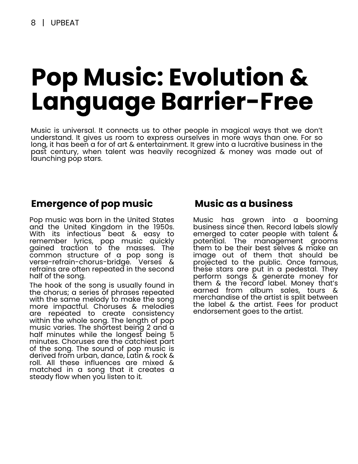 Free Simple Music Magazine Template to Edit Online