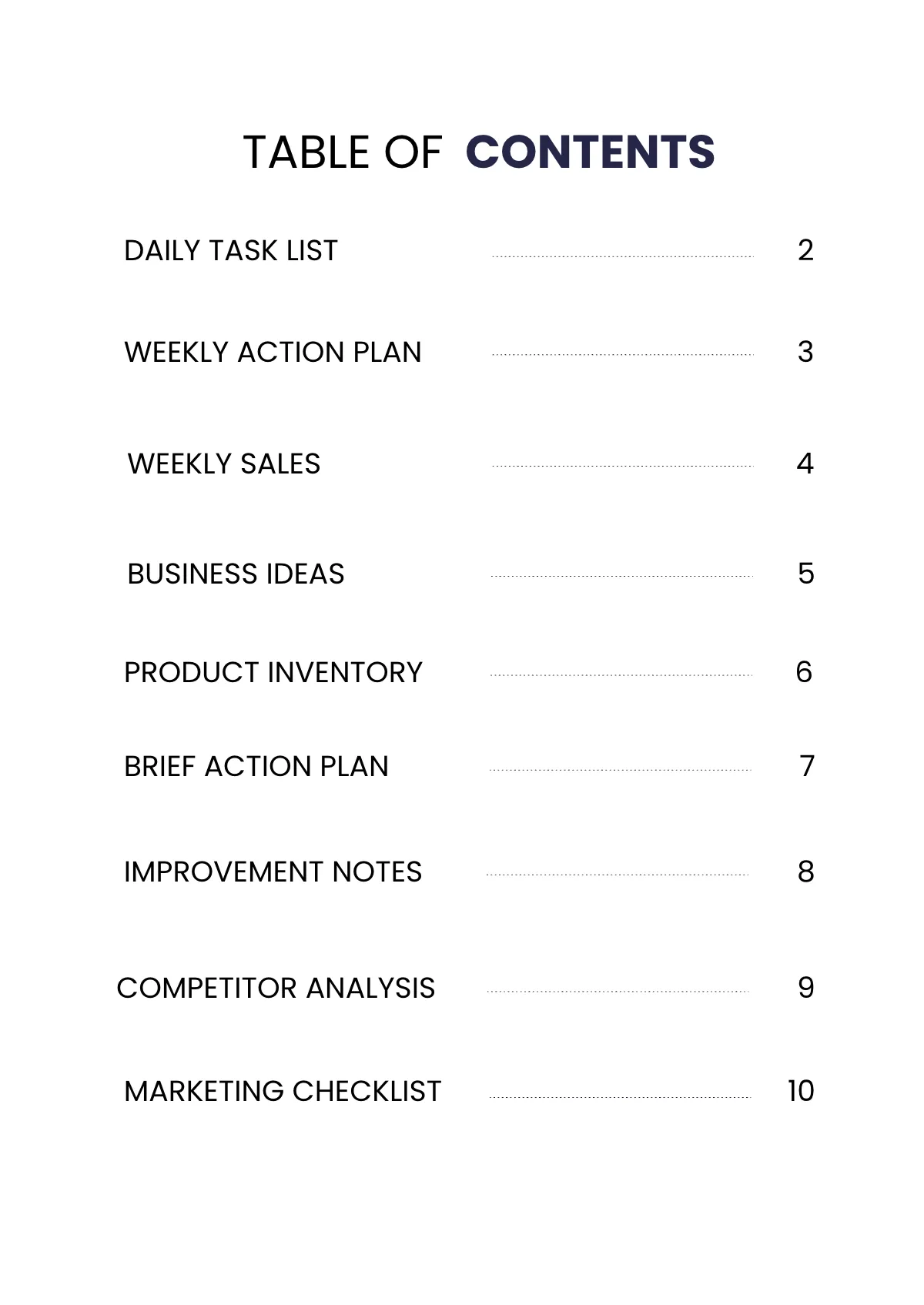 Free Simple Business Planner Template to Edit Online