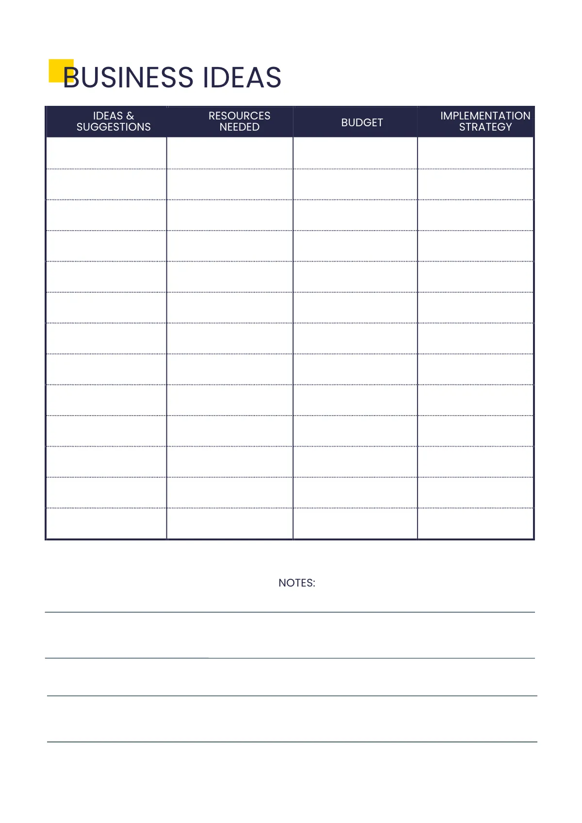 Free Simple Business Planner Template to Edit Online