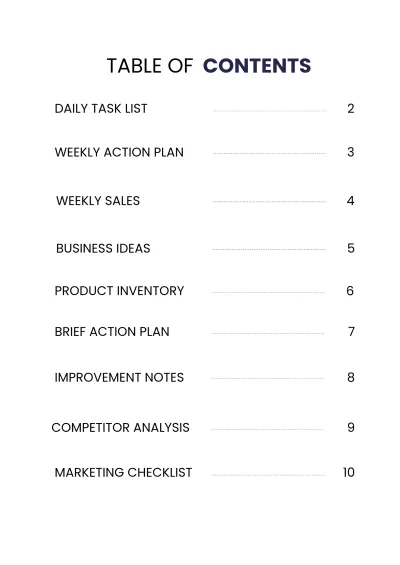 Free Simple Business Planner Template to Edit Online