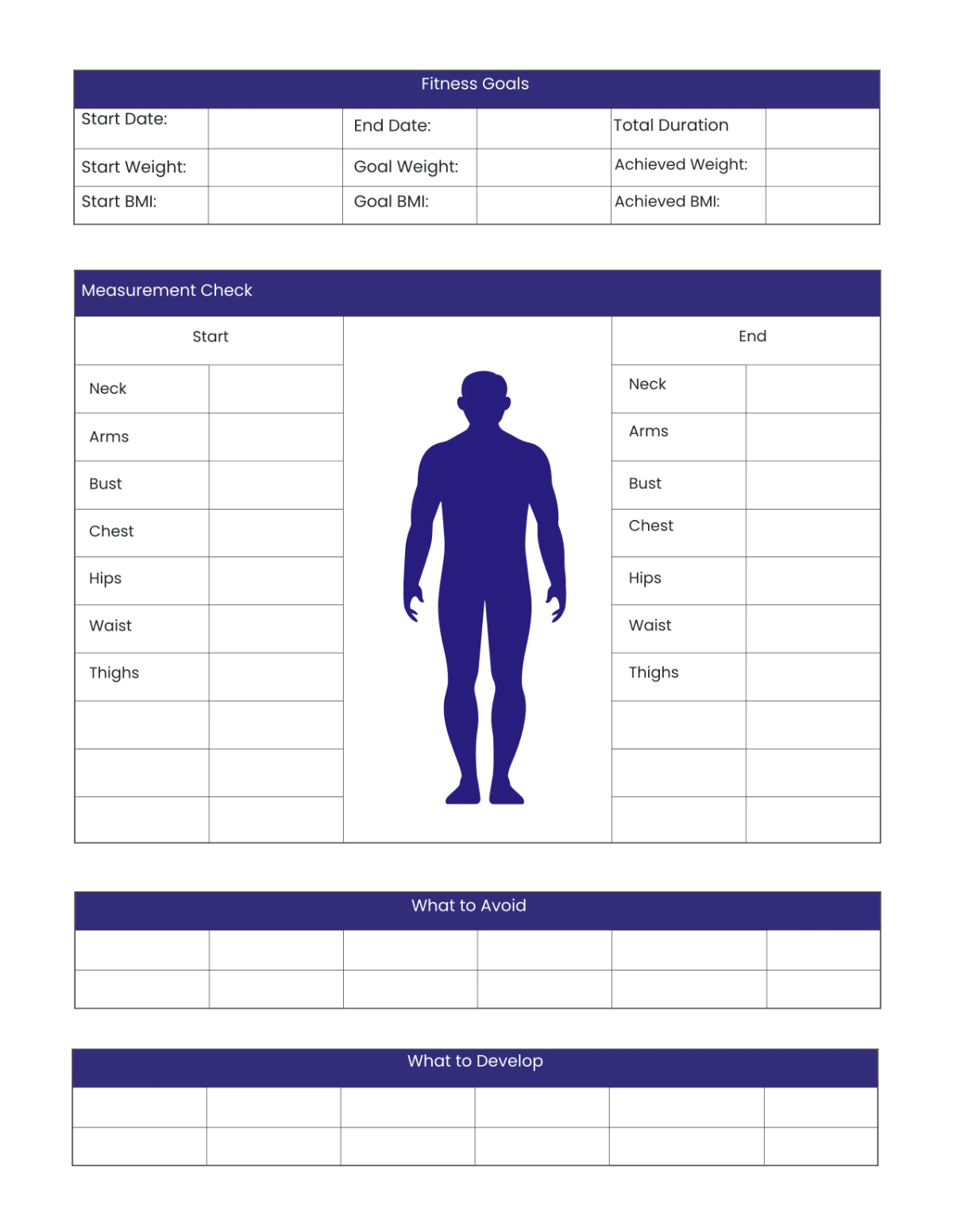Free Sample Workout Planner Template to Edit Online