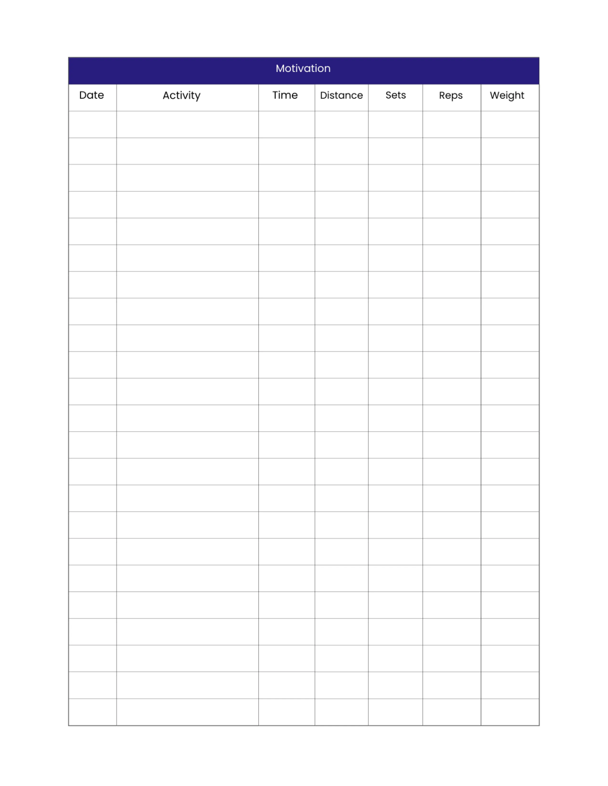 Free Sample Workout Planner Template to Edit Online