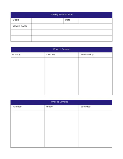 Free Sample Workout Planner Template to Edit Online
