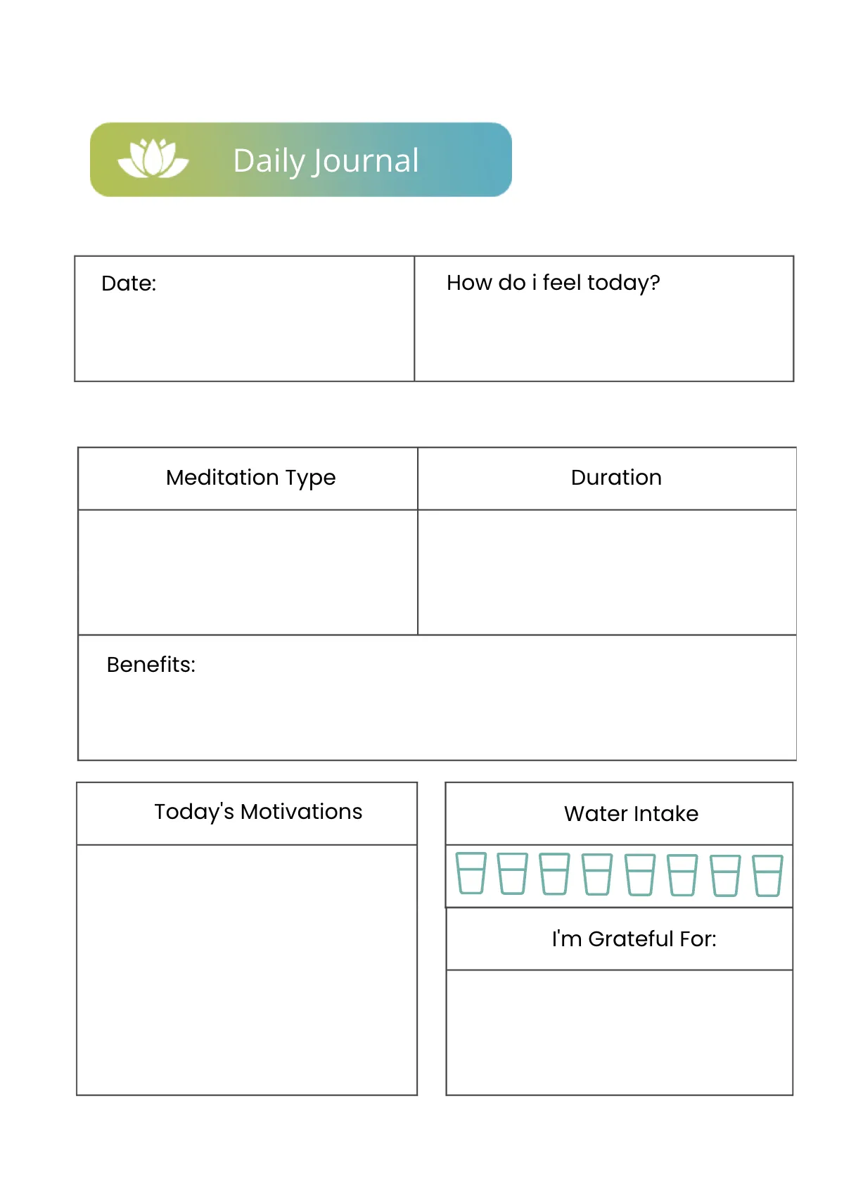 Free Printable Yoga/Meditation Planner Template to Edit Online