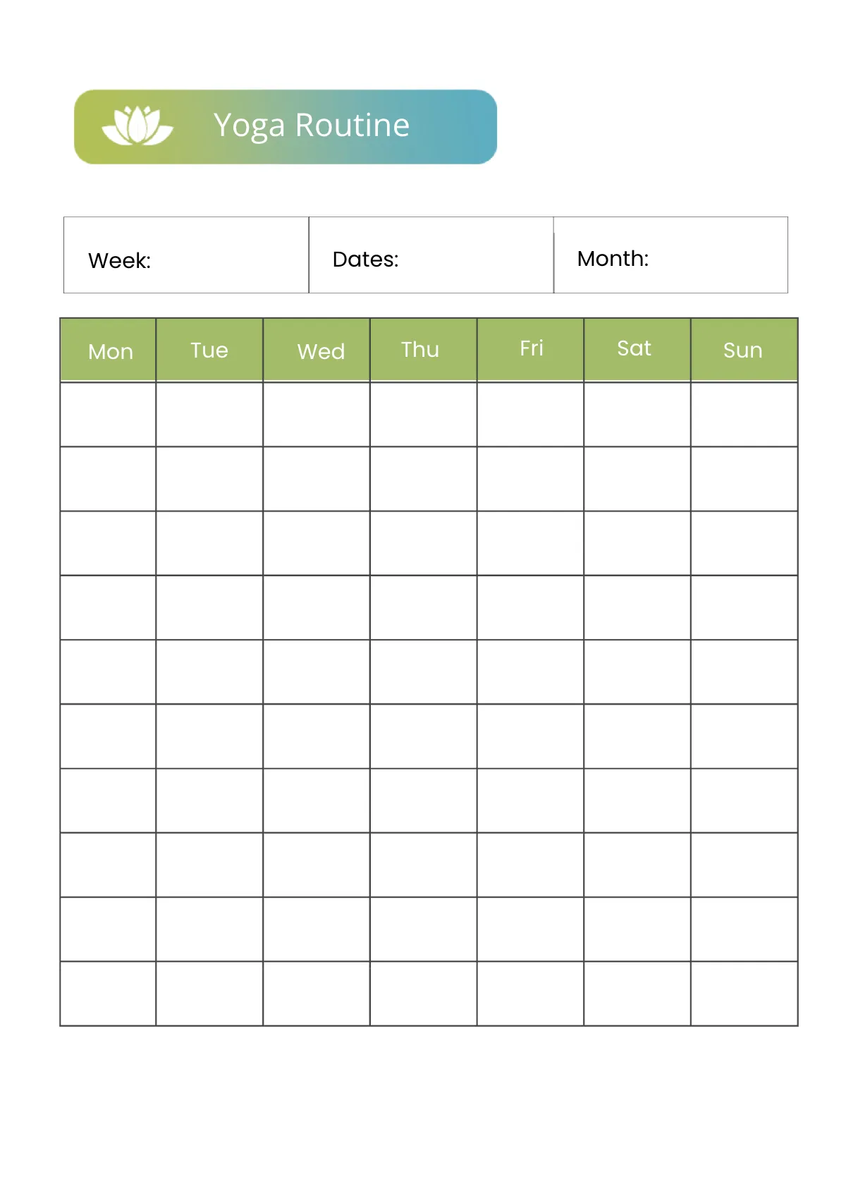 Free Printable Yoga/Meditation Planner Template to Edit Online