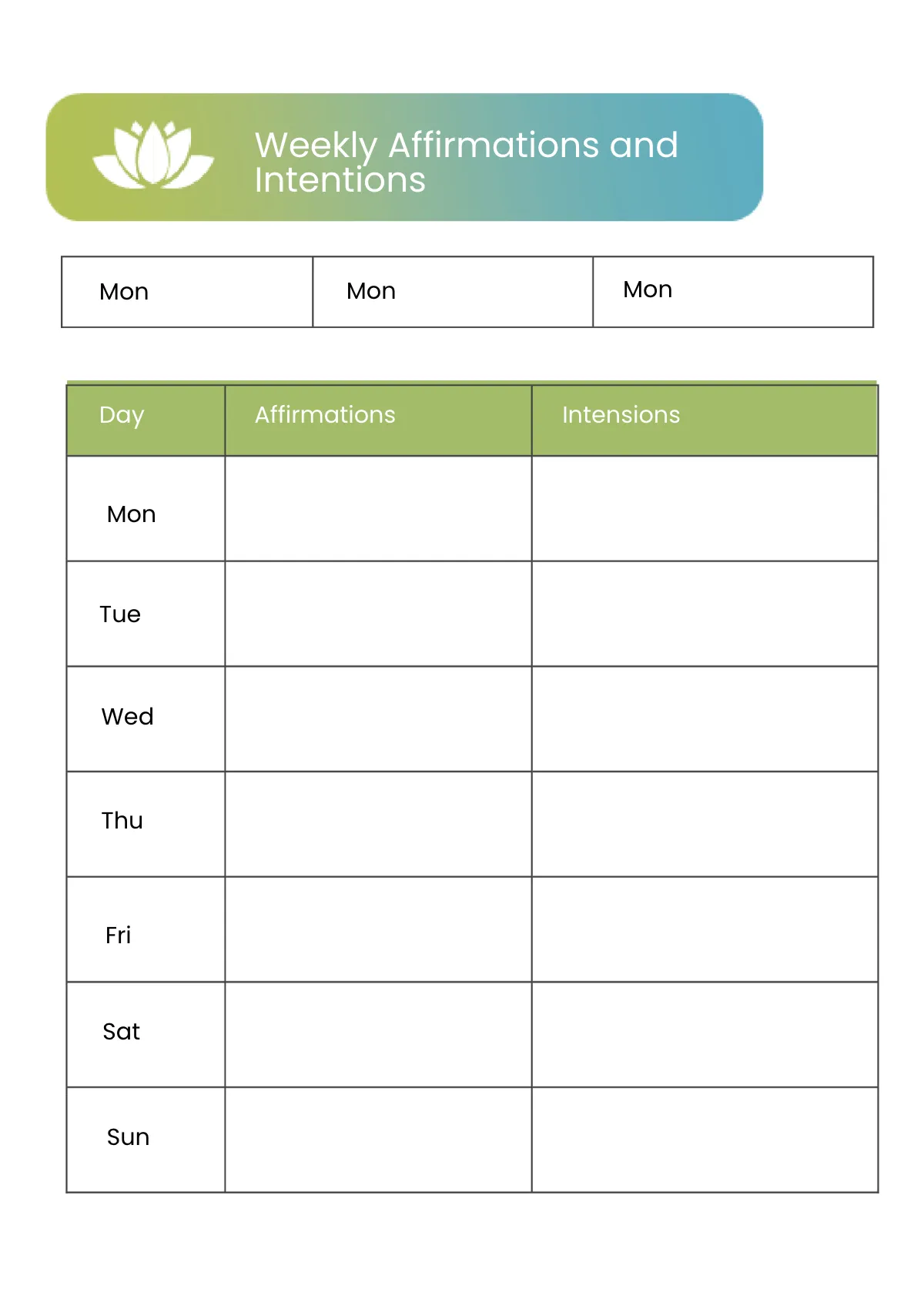 Free Printable Yoga/Meditation Planner Template to Edit Online