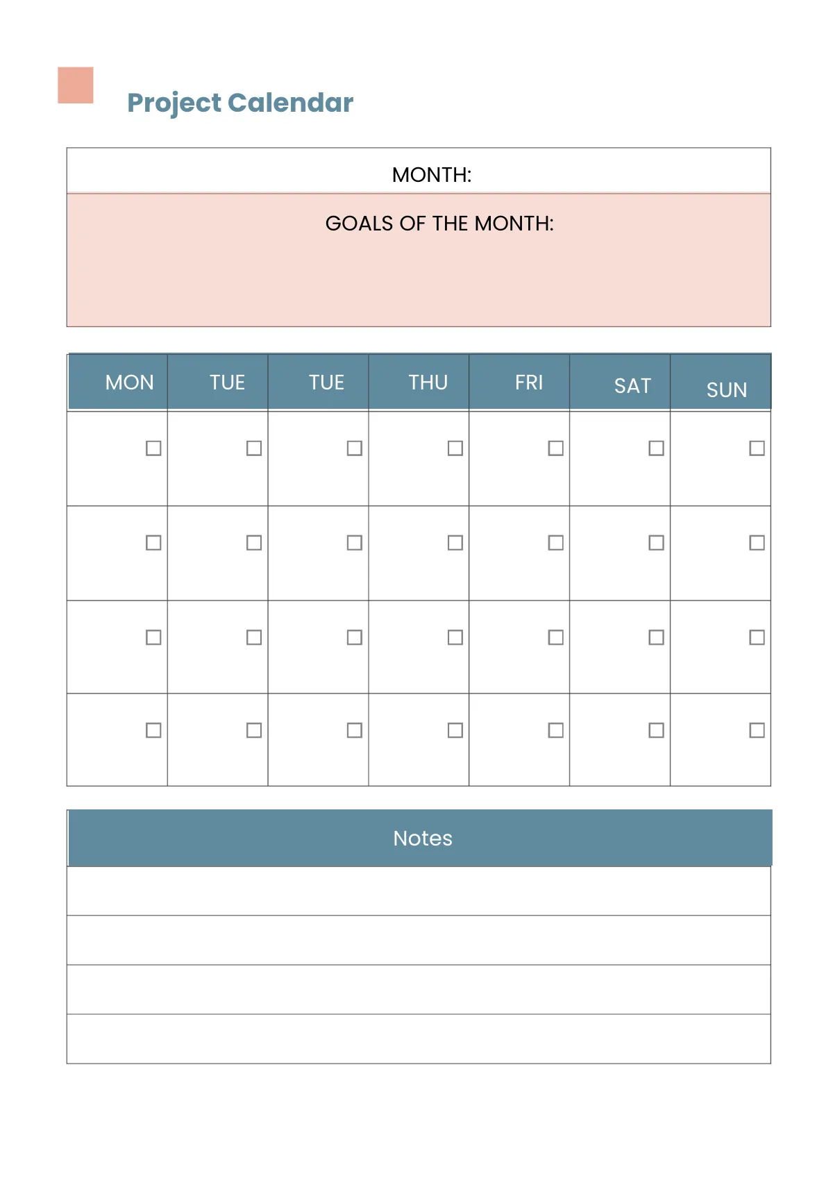 Free Sample Project Planner Template to Edit Online
