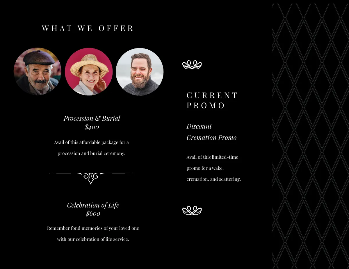 Free Blank Funeral Service Bi-Fold Brochure Template to Edit Online