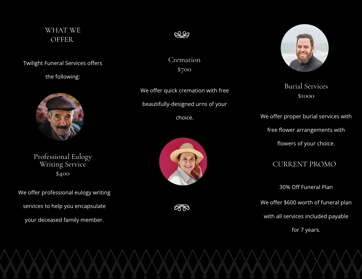 Free Blank Funeral Service Tri-Fold Brochure Template to Edit Online