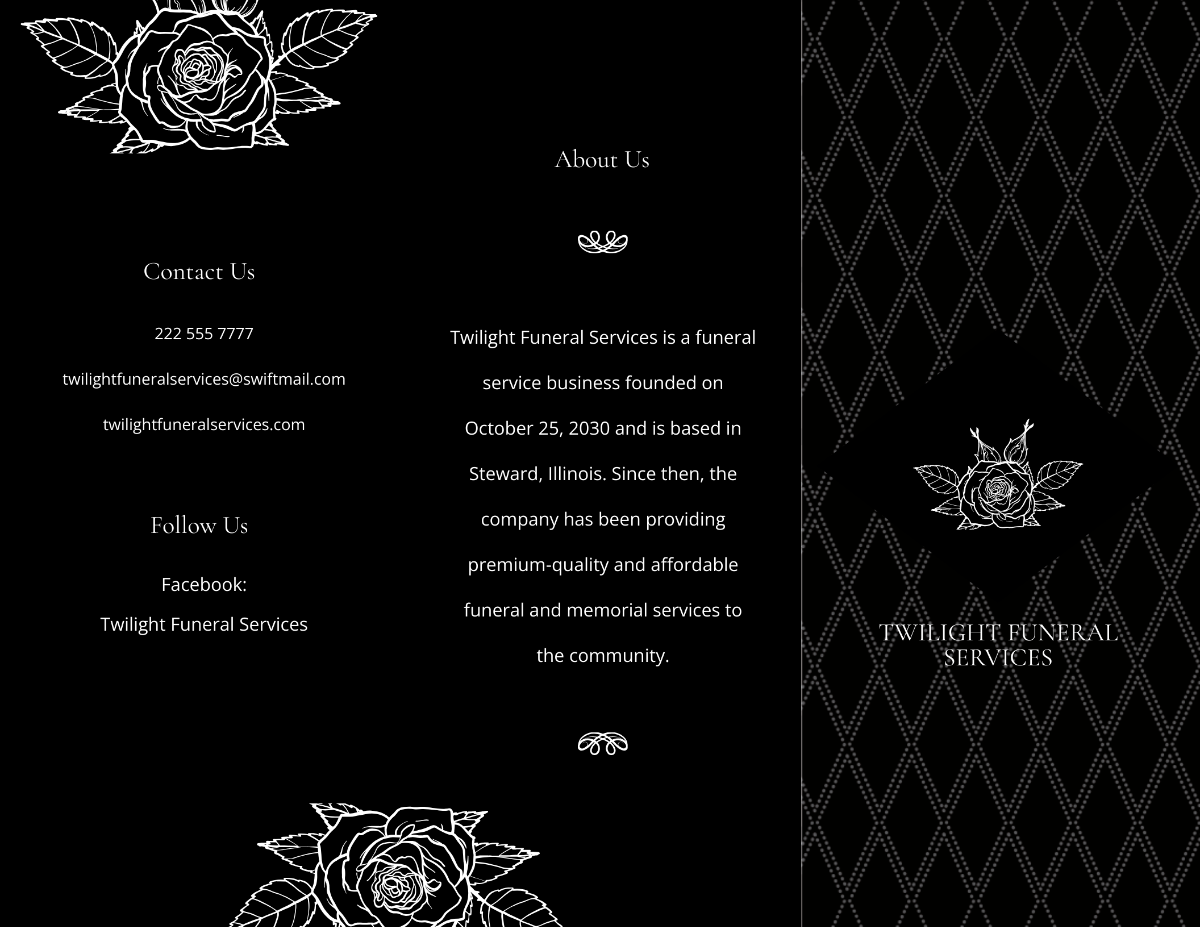 Blank Funeral Service Tri-Fold Brochure Template - Edit Online & Download