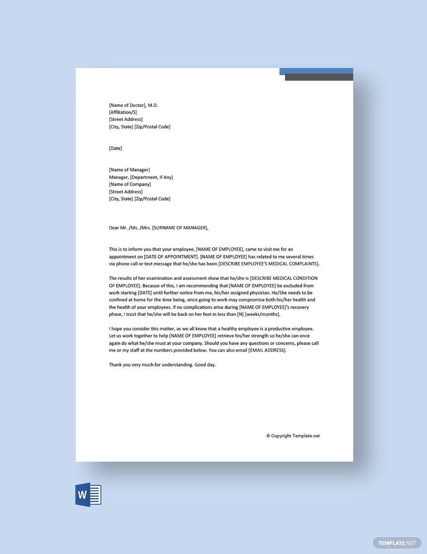 Doctor Letter for Work Template
