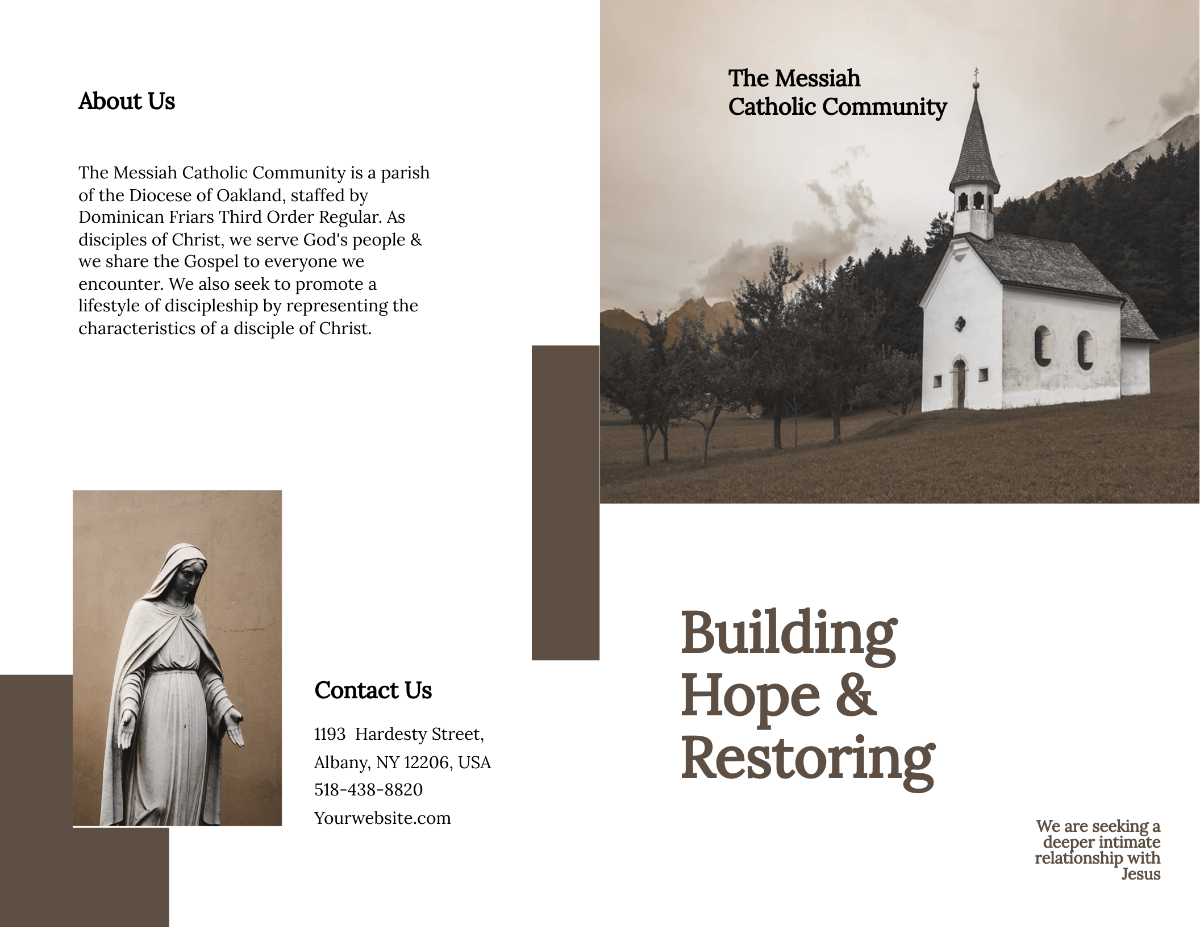Catholic Church Bi-Fold Brochure Template