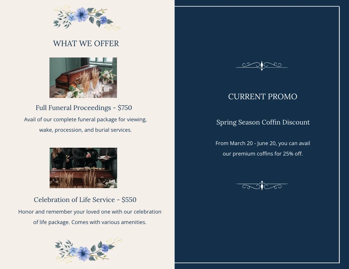 Free Christian Funeral Memorial Bi-Fold Brochure Template to Edit Online