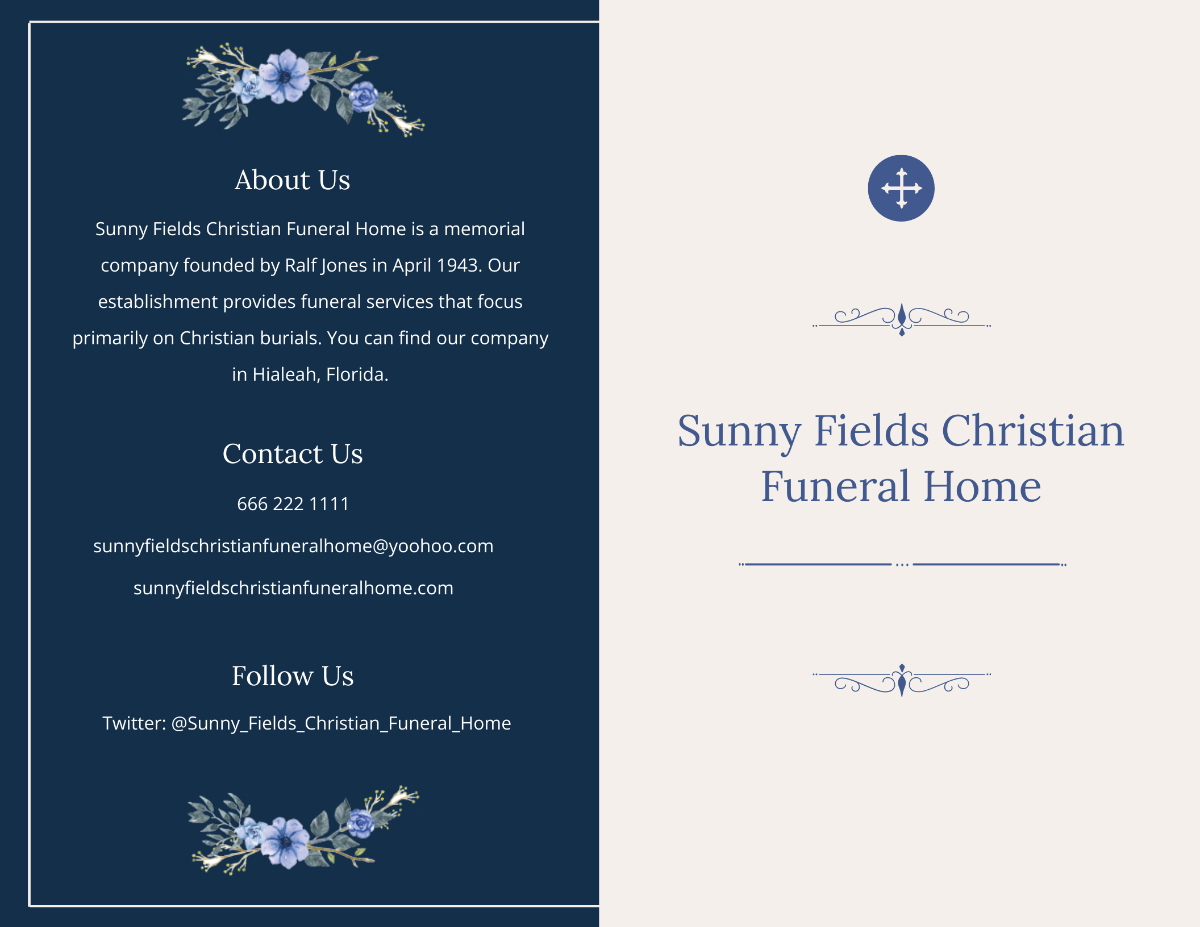 Free Christian Funeral Memorial Bi-Fold Brochure Template