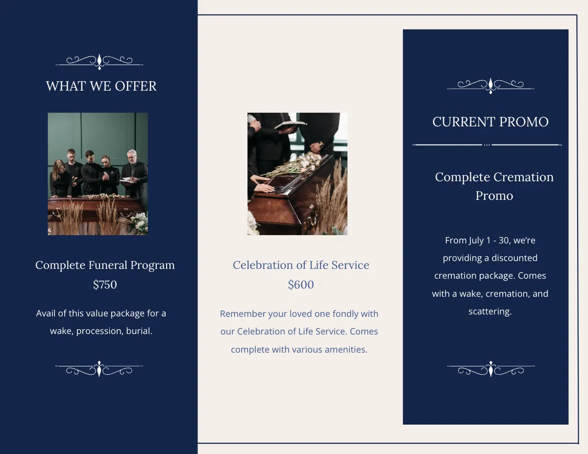 Free Christian Funeral Memorial Tri-Fold Brochure Template to Edit Online