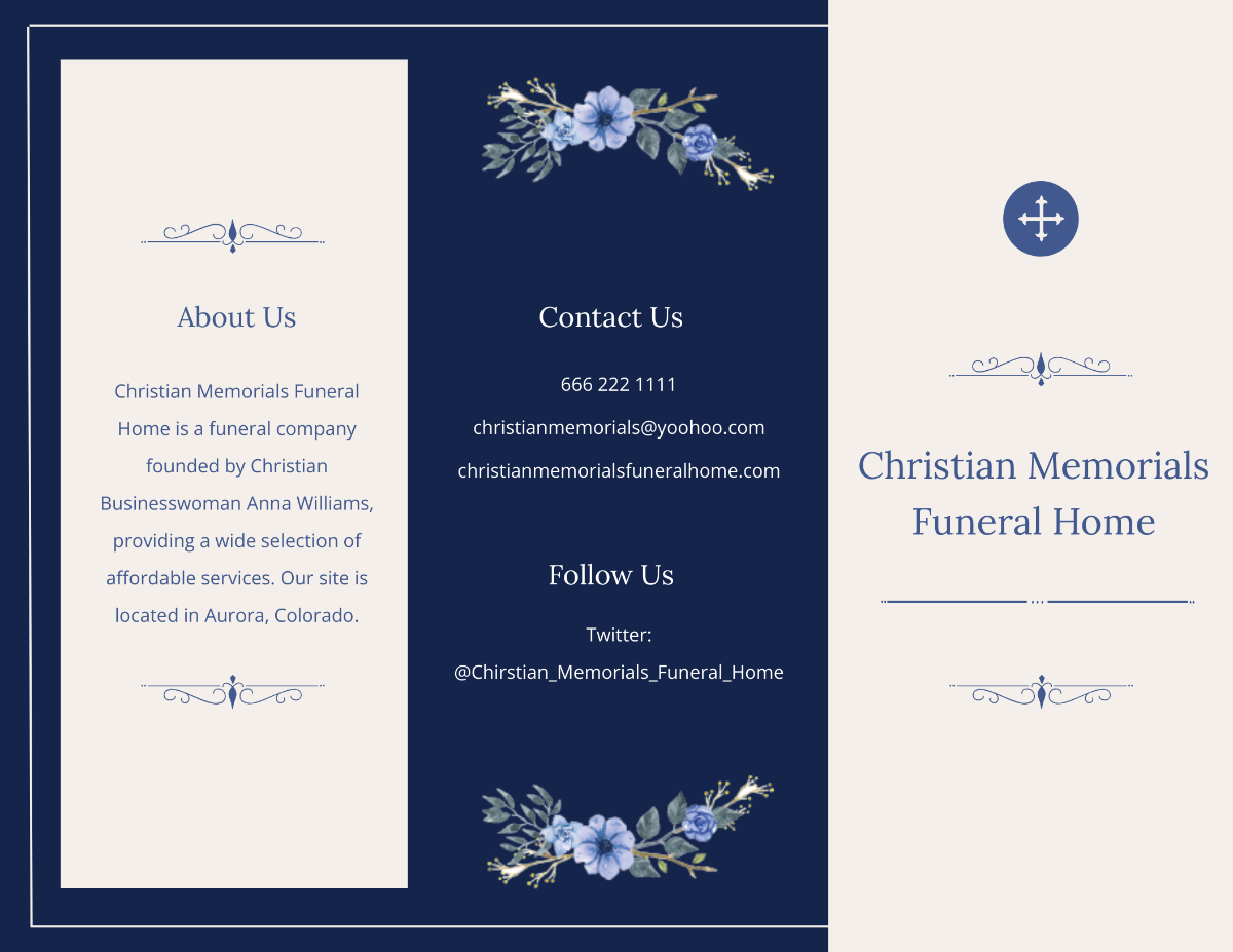 Christian Funeral Memorial Tri-Fold Brochure Template - Edit Online & Download