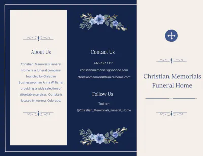 Free Christian Funeral Memorial Tri-Fold Brochure Template to Edit Online