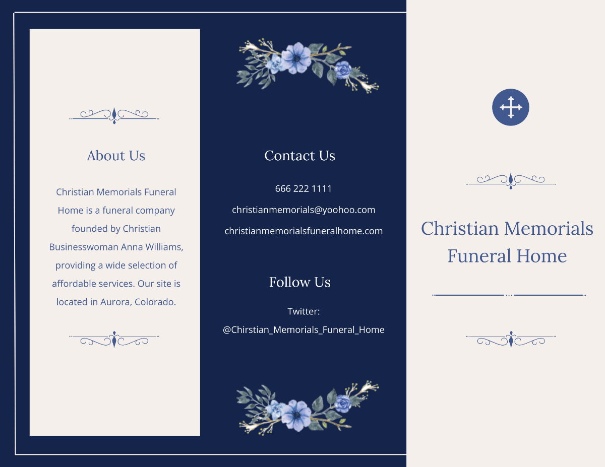 Free Christian Funeral Memorial Tri-Fold Brochure Template