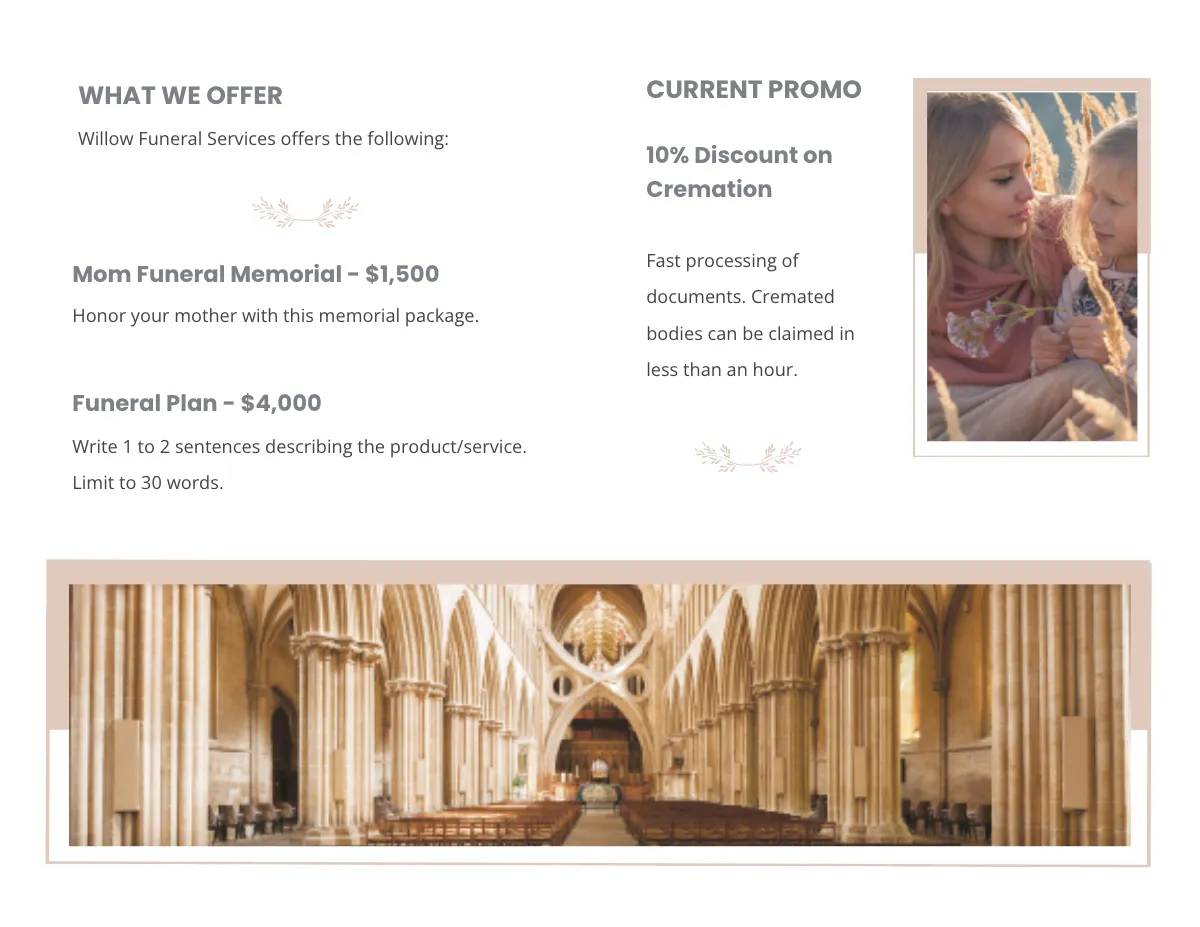 Free Mother /MOM Funeral Memorial Bi-fold Brochure Template to Edit Online