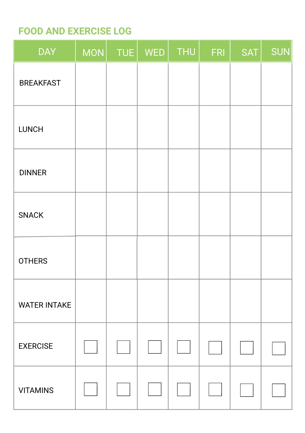Free Weekly Diet Planner Template to Edit Online