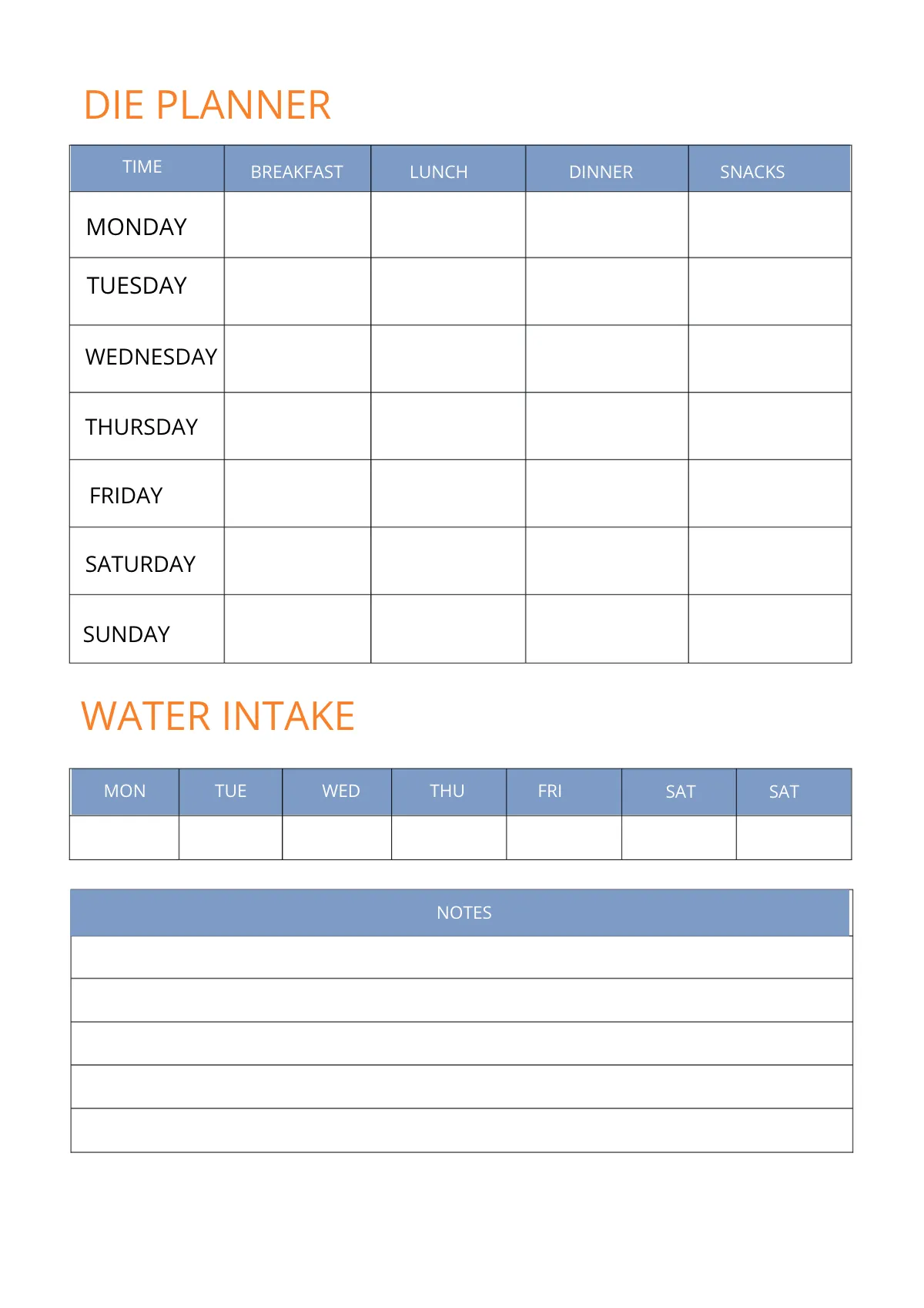Free Printable Diet Planner Template to Edit Online