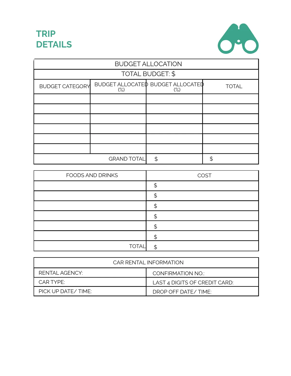 Free Trip Meeting Planner Template to Edit Online