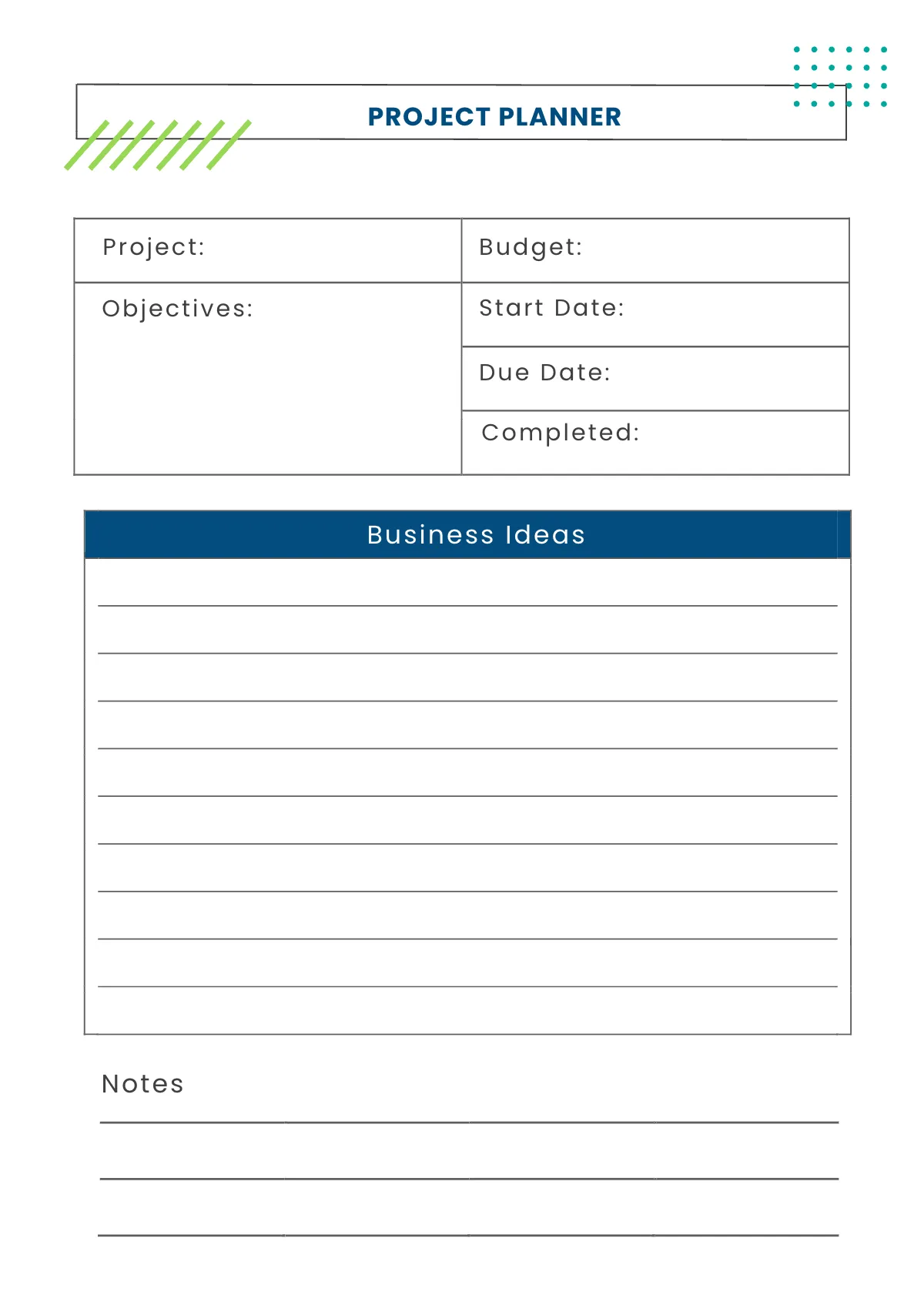 Free Digital Project Planner Template to Edit Online
