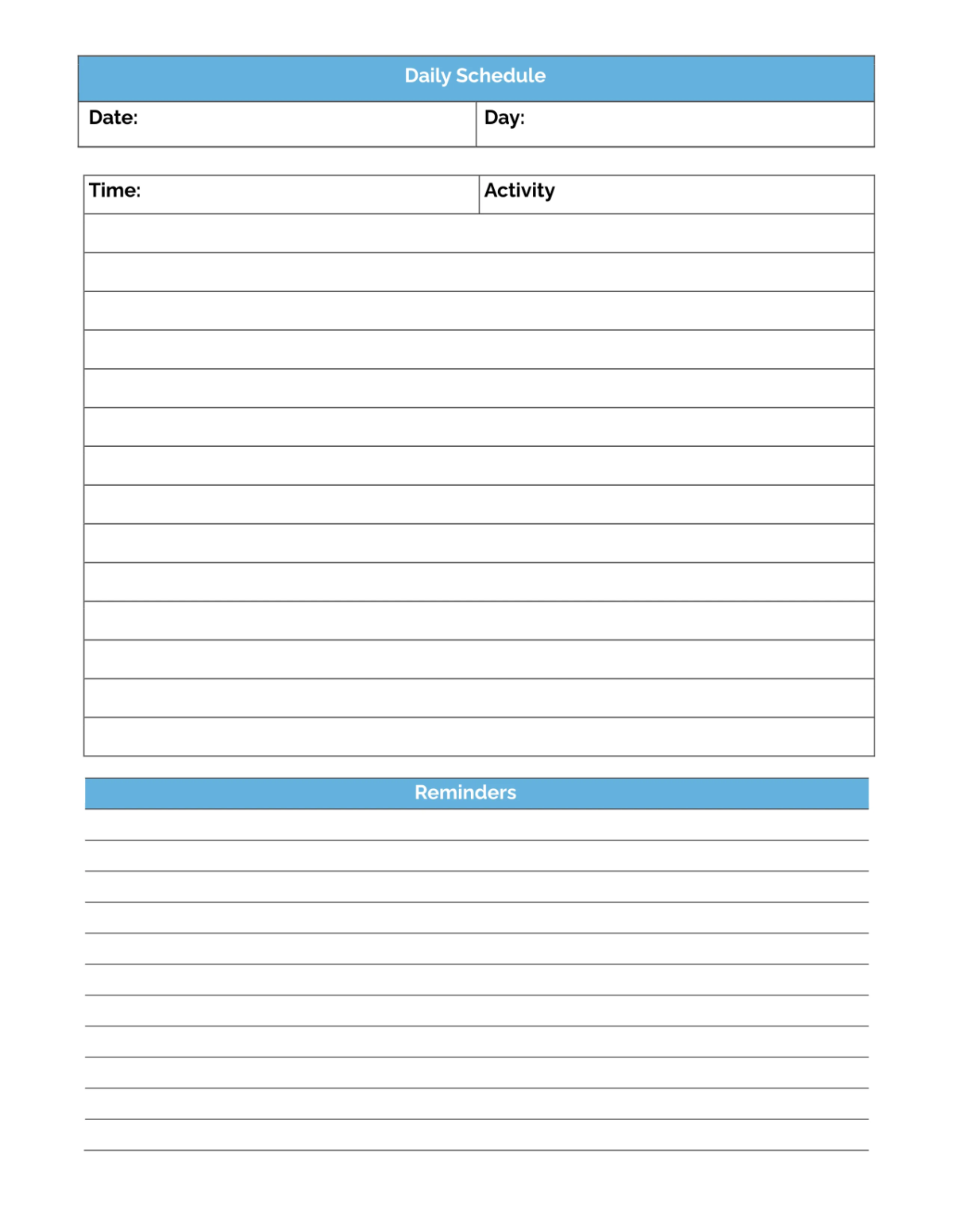 Free Basic Schedule Planner Template to Edit Online
