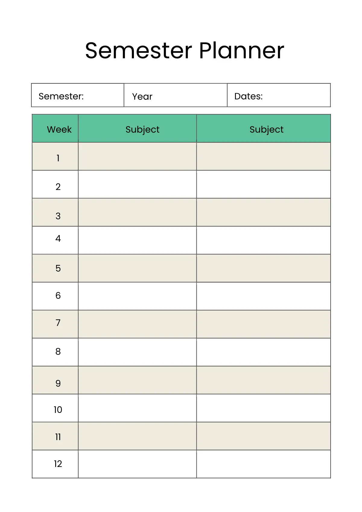 Free Blank Student Planner Template to Edit Online