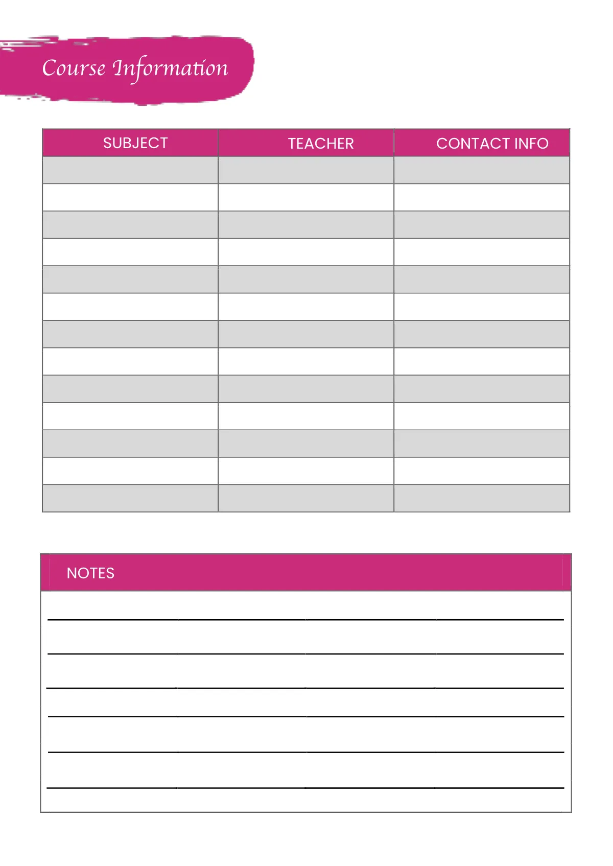 Free Simple Student Planner Template to Edit Online