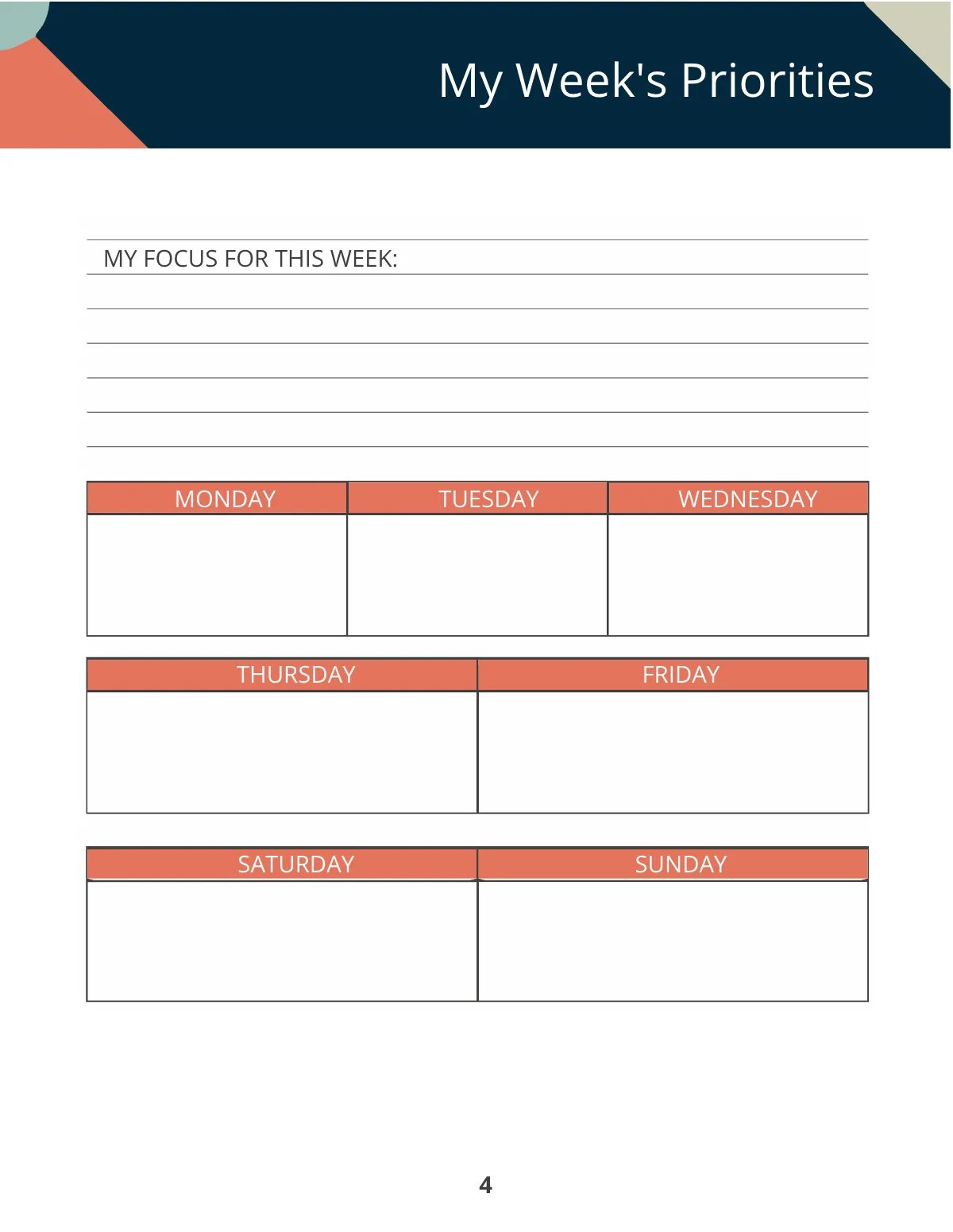 Free Printable Personal Planner Template to Edit Online