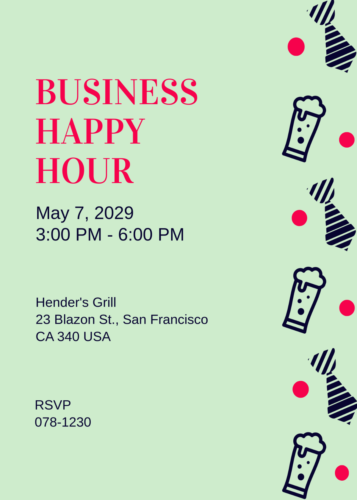 Business Happy Hour Party Invitation Template