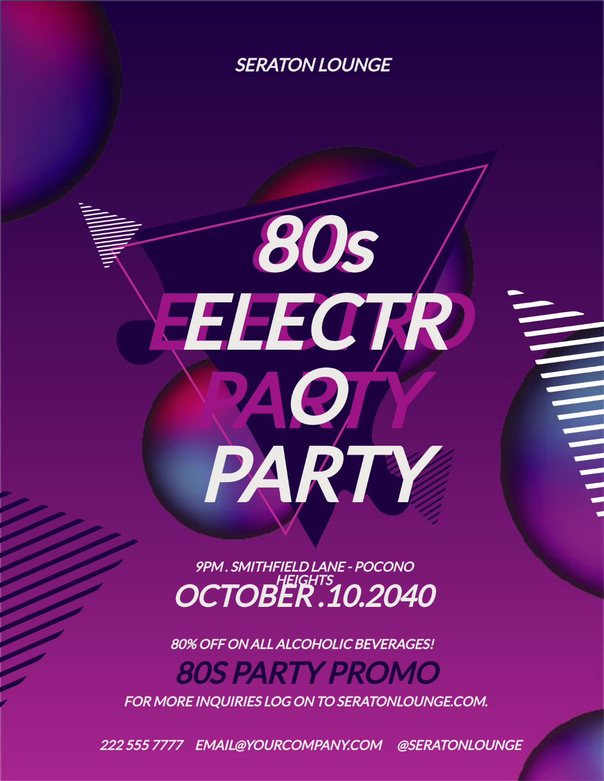 Free 80s Electro Party Flyer Template