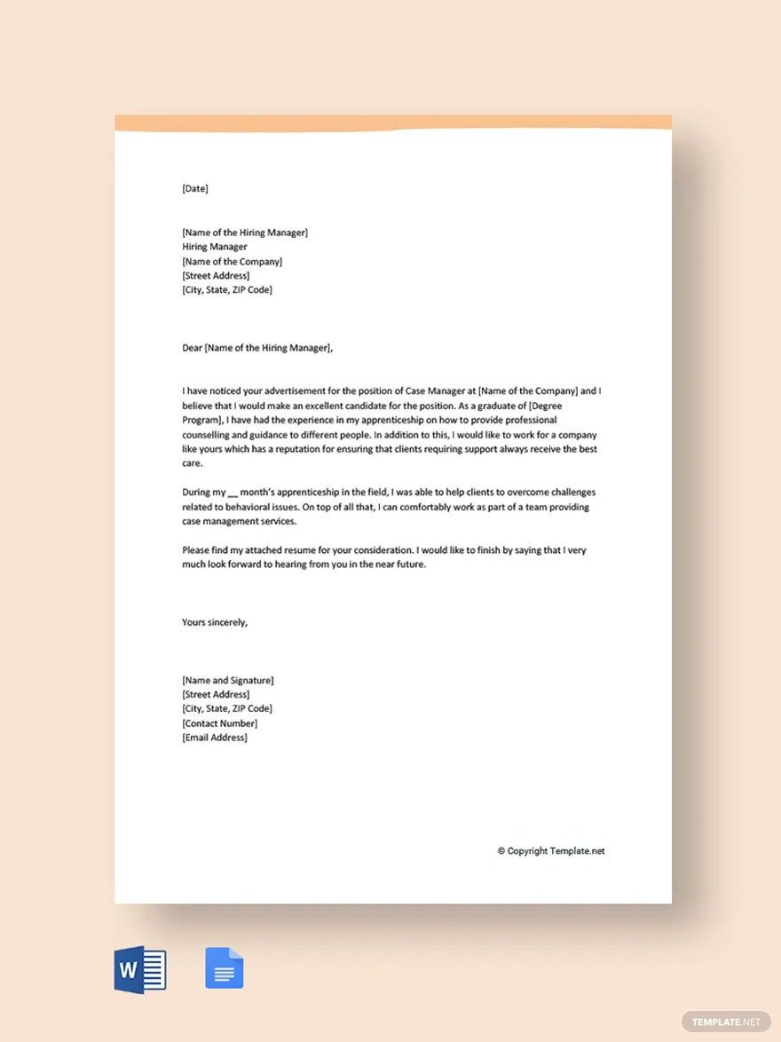Entry Level Case Manager Cover Letter Template In Word Google Docs Entry Level Case Manager Cover Letter Template In Word Google Docs