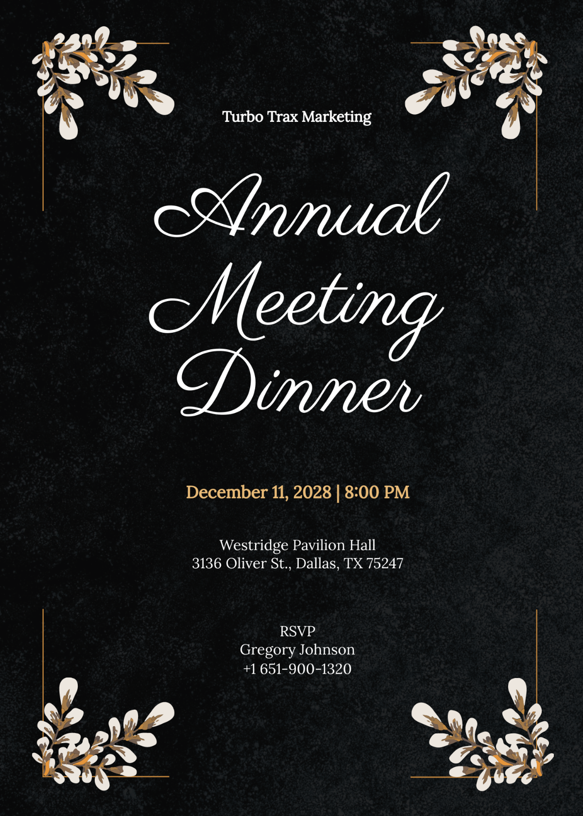 Formal Meeting Dinner Invitation Template