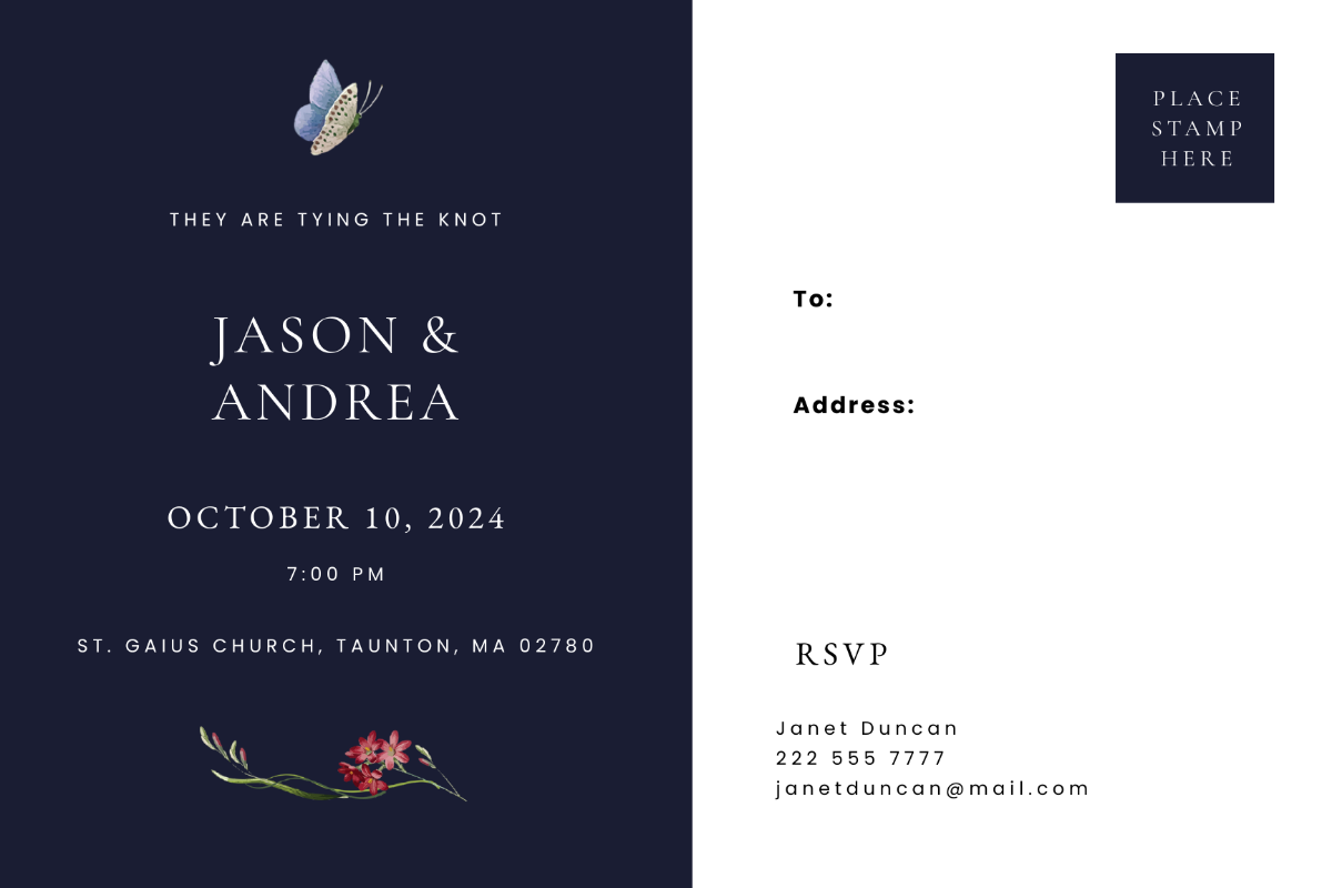 Postcard Fall Wedding Invitation