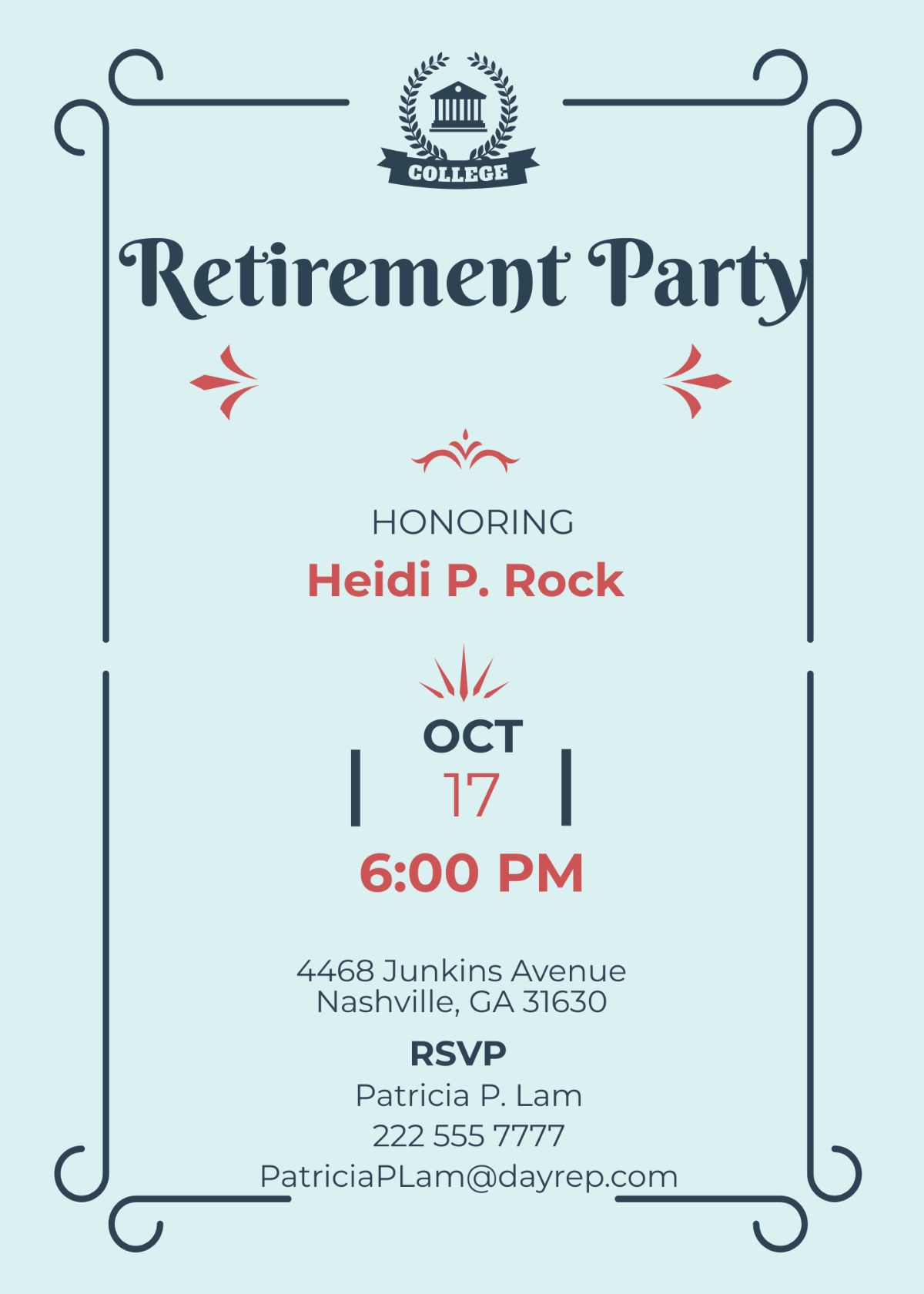 Simple Teacher Retirement Party Invitation