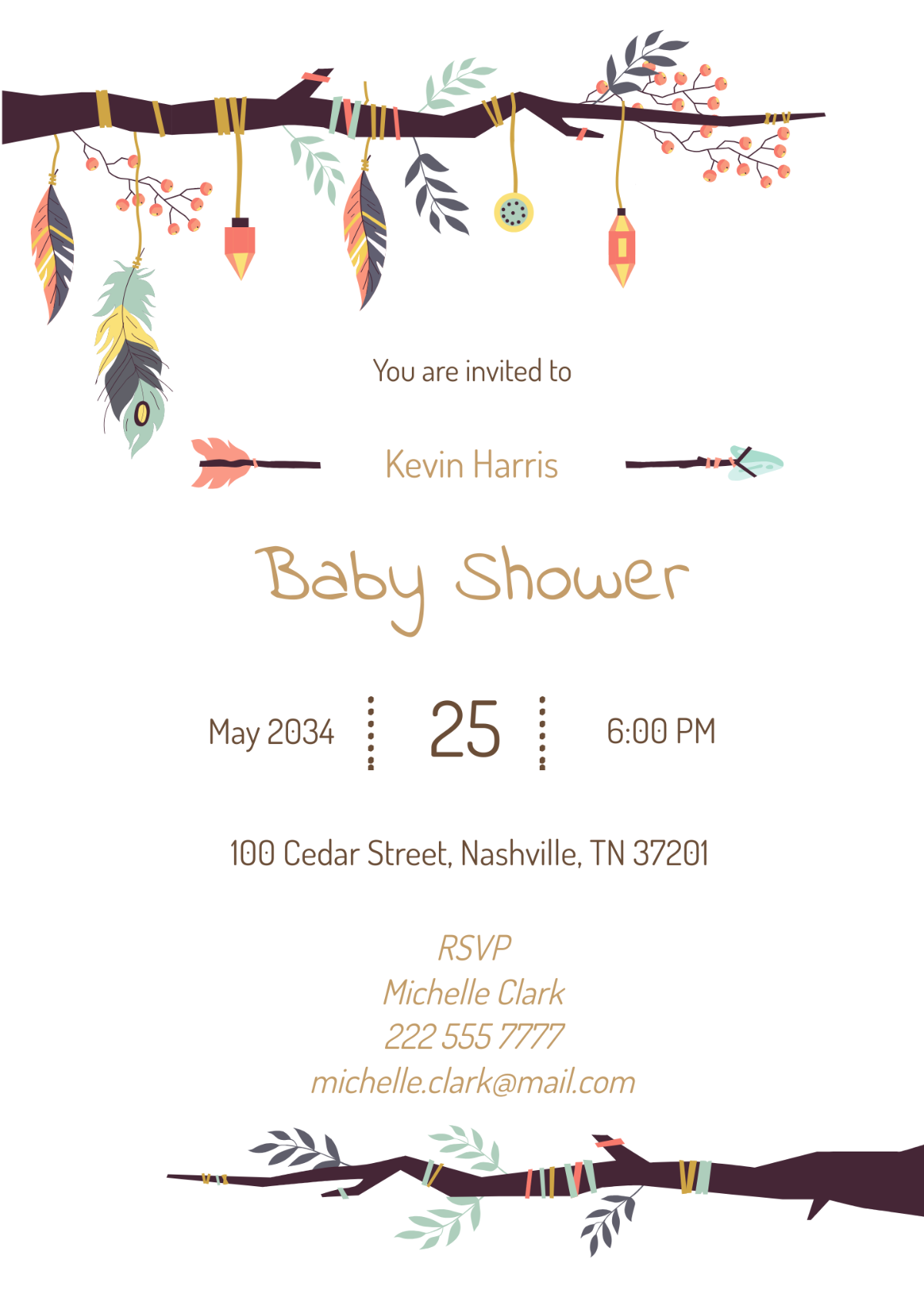 Elegant Tribal Baby Shower Invitation