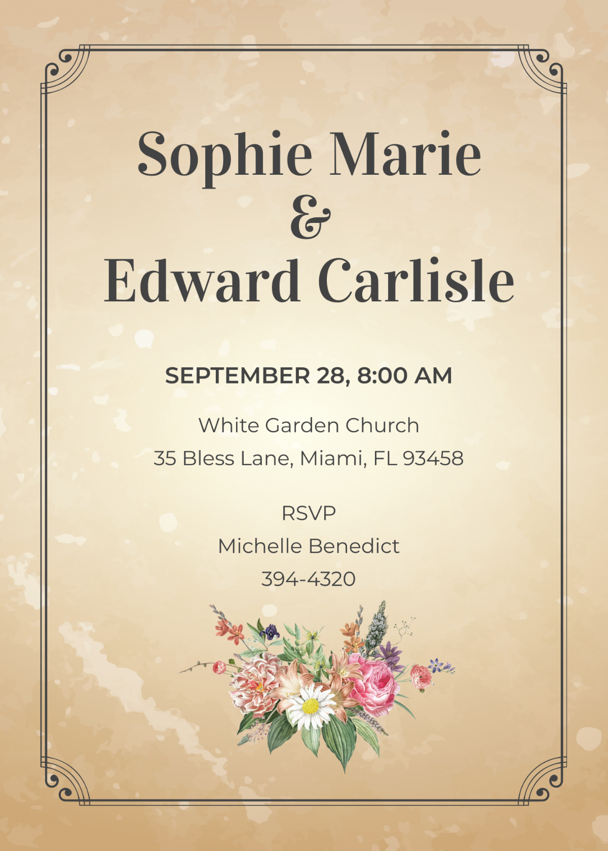 Vintage Wedding Invitation Save The Date Card Template