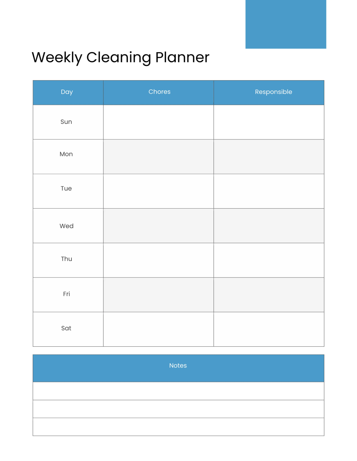 Free Cleaning Schedule Planner Template to Edit Online