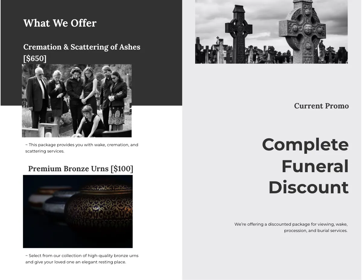 Free Bi-Fold Funeral Brochure Template to Edit Online
