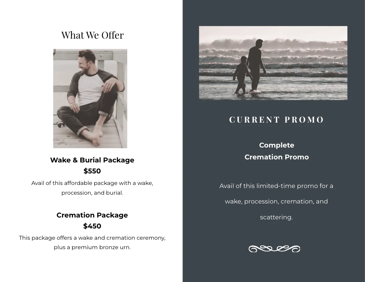 Free Editable Burial Funeral Bi-Fold Brochure Template to Edit Online