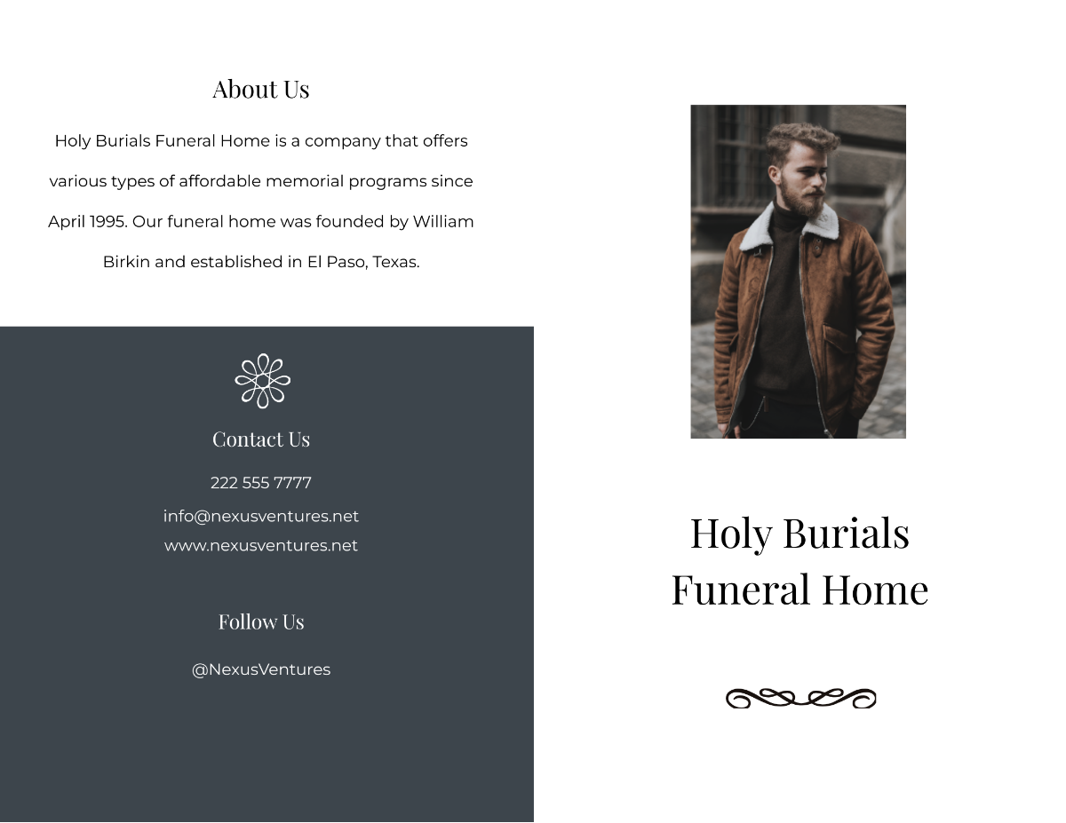 Editable Burial Funeral Bi-Fold Brochure