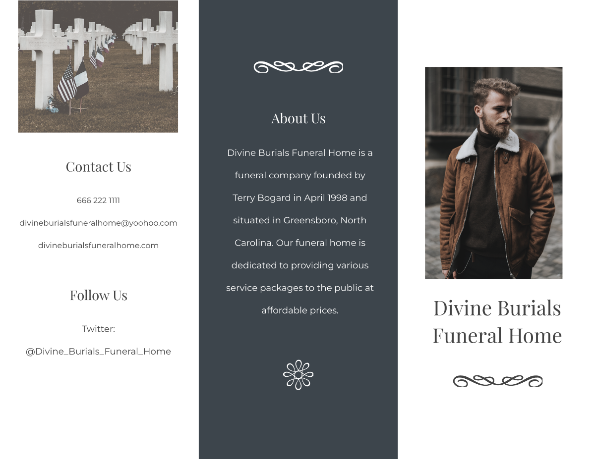 Editable Burial Funeral Tri-Fold Brochure Template