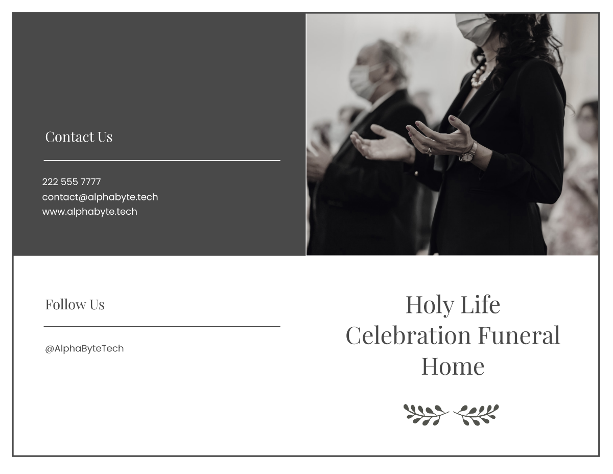 Editable Life Celebration Funeral Bi-Fold Brochure